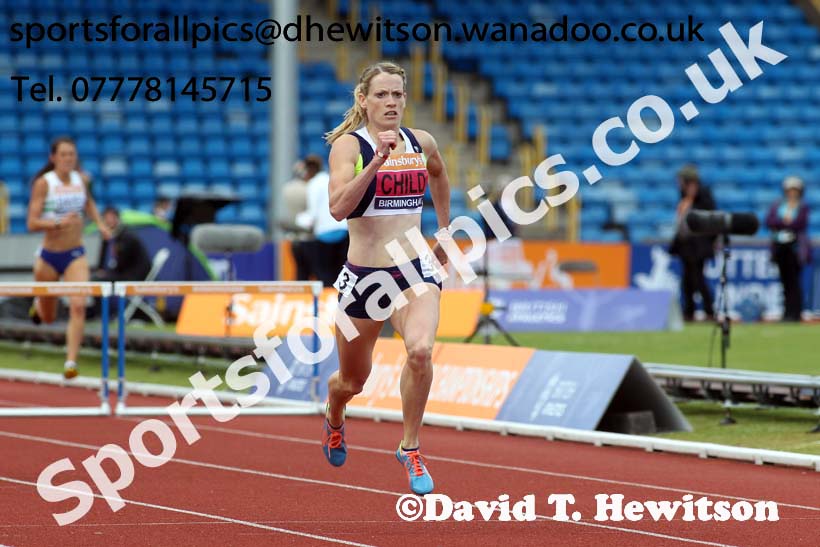 Eiledh Child (Pitreavie) wins 400 metres hurdles, 2014 Sainsbury's British Championships. Photo: David T. Hewitson/Sports for All Pics